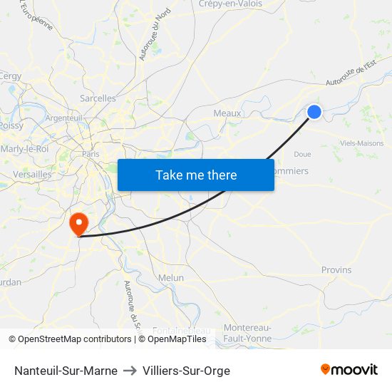 Nanteuil-Sur-Marne to Villiers-Sur-Orge map