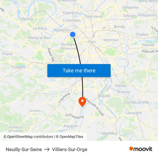 Neuilly-Sur-Seine to Villiers-Sur-Orge map