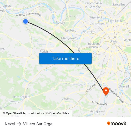 Nezel to Villiers-Sur-Orge map