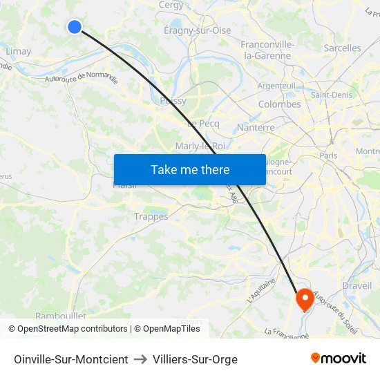 Oinville-Sur-Montcient to Villiers-Sur-Orge map