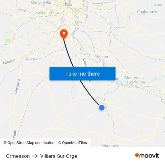 Ormesson to Villiers-Sur-Orge map