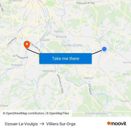 Ozouer-Le-Voulgis to Villiers-Sur-Orge map