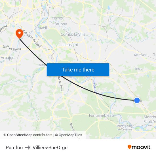 Pamfou to Villiers-Sur-Orge map