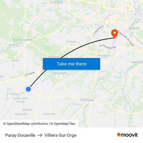 Paray-Douaville to Villiers-Sur-Orge map