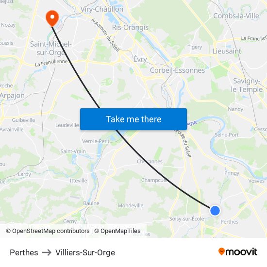 Perthes to Villiers-Sur-Orge map