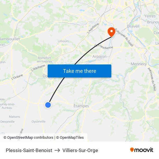 Plessis-Saint-Benoist to Villiers-Sur-Orge map