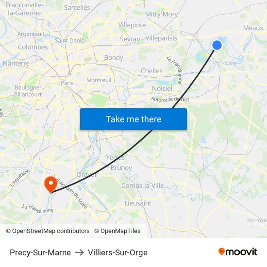 Precy-Sur-Marne to Villiers-Sur-Orge map