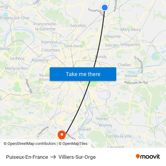 Puiseux-En-France to Villiers-Sur-Orge map