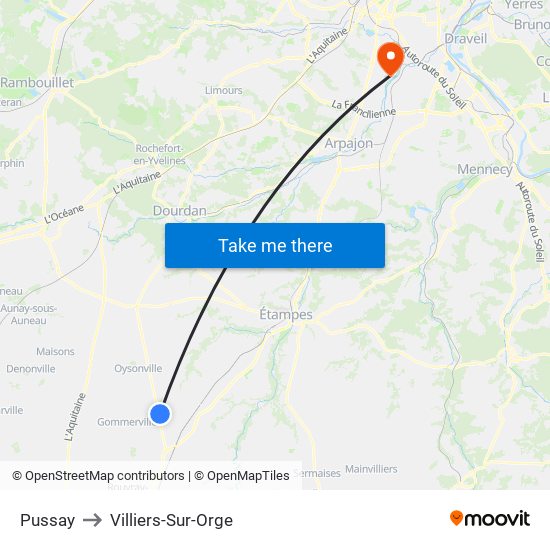 Pussay to Villiers-Sur-Orge map