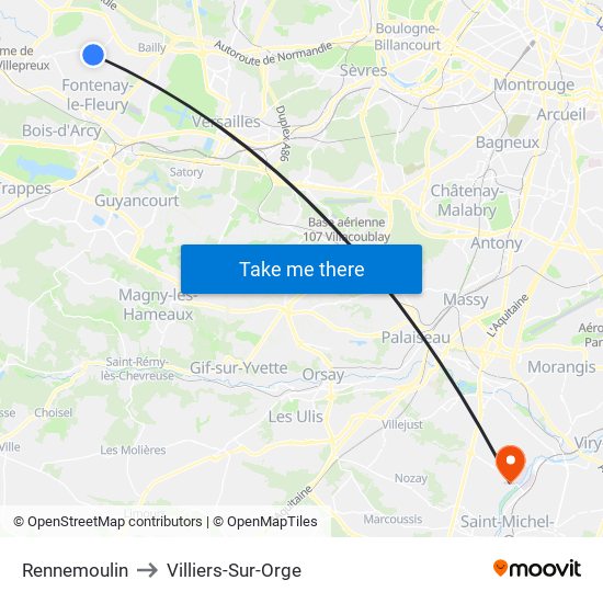 Rennemoulin to Villiers-Sur-Orge map