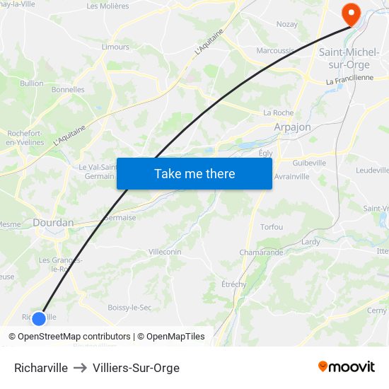 Richarville to Villiers-Sur-Orge map