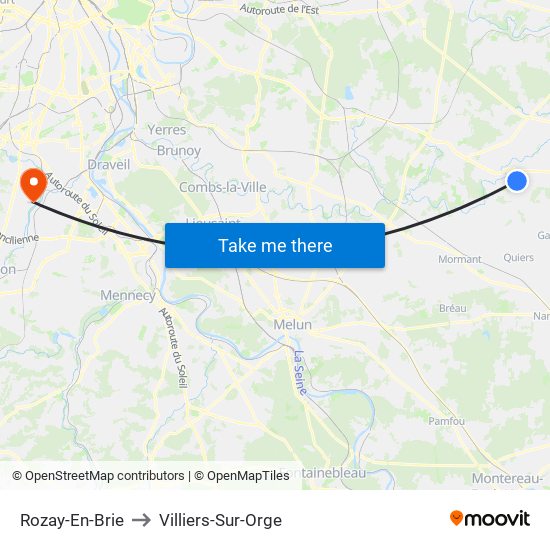Rozay-En-Brie to Villiers-Sur-Orge map