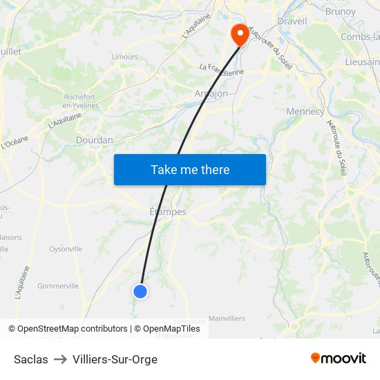 Saclas to Villiers-Sur-Orge map