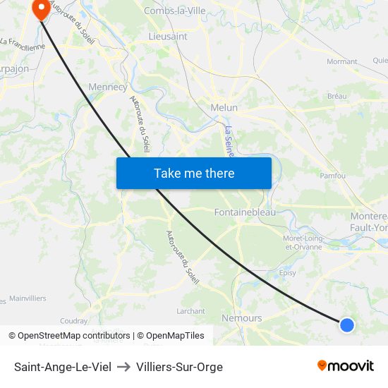 Saint-Ange-Le-Viel to Villiers-Sur-Orge map