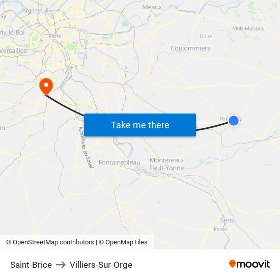 Saint-Brice to Villiers-Sur-Orge map