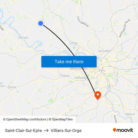 Saint-Clair-Sur-Epte to Villiers-Sur-Orge map