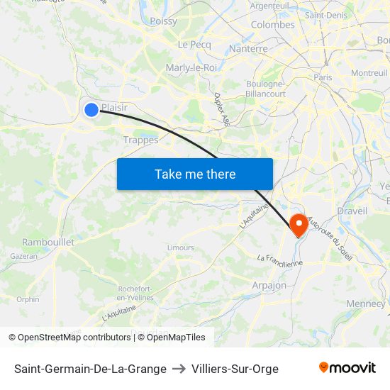 Saint-Germain-De-La-Grange to Villiers-Sur-Orge map