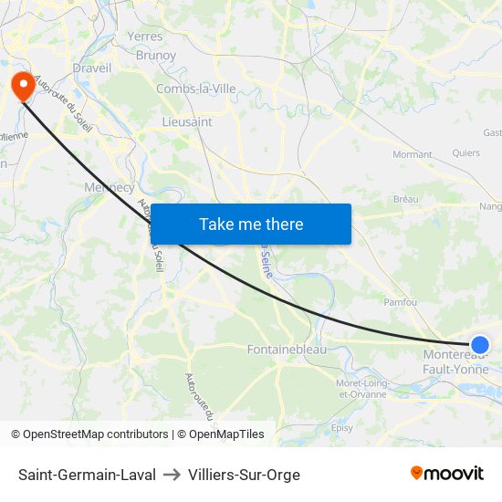 Saint-Germain-Laval to Villiers-Sur-Orge map