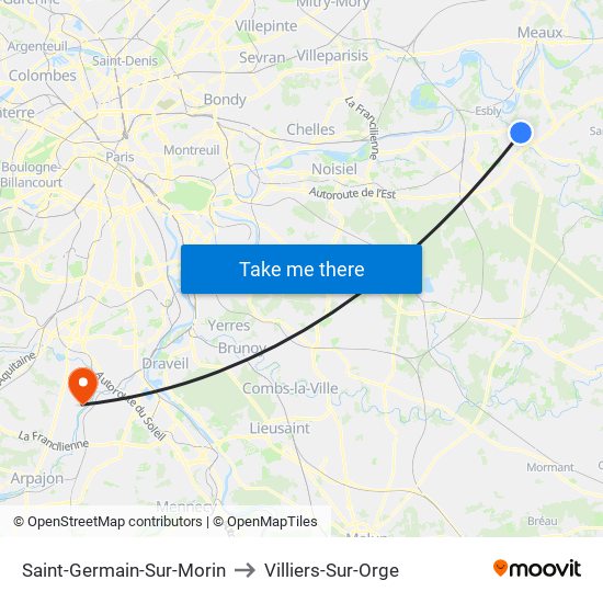 Saint-Germain-Sur-Morin to Villiers-Sur-Orge map
