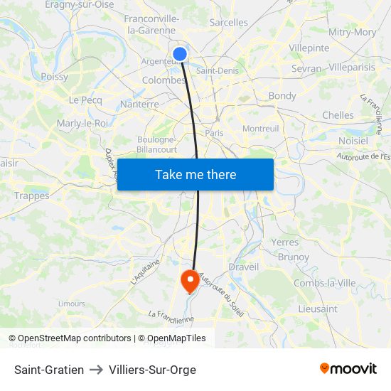 Saint-Gratien to Villiers-Sur-Orge map
