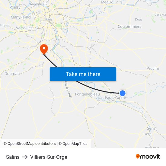 Salins to Villiers-Sur-Orge map