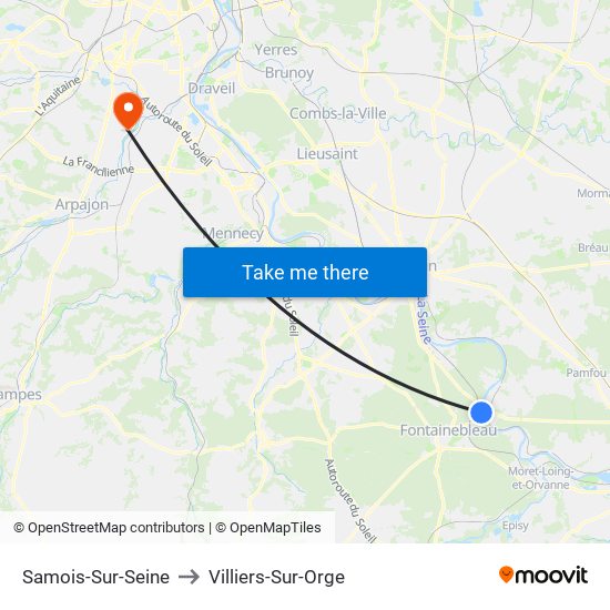 Samois-Sur-Seine to Villiers-Sur-Orge map