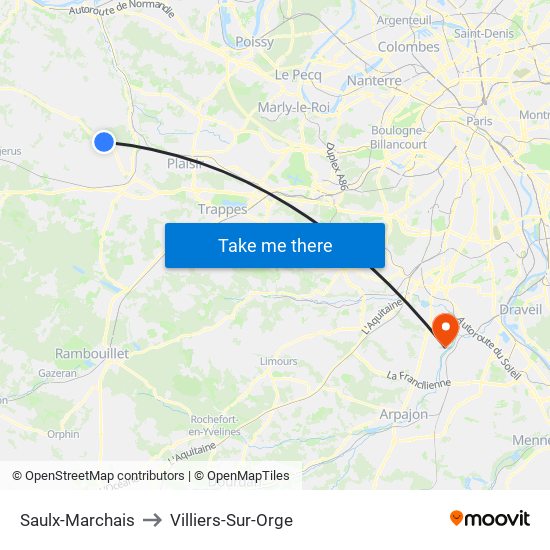 Saulx-Marchais to Villiers-Sur-Orge map