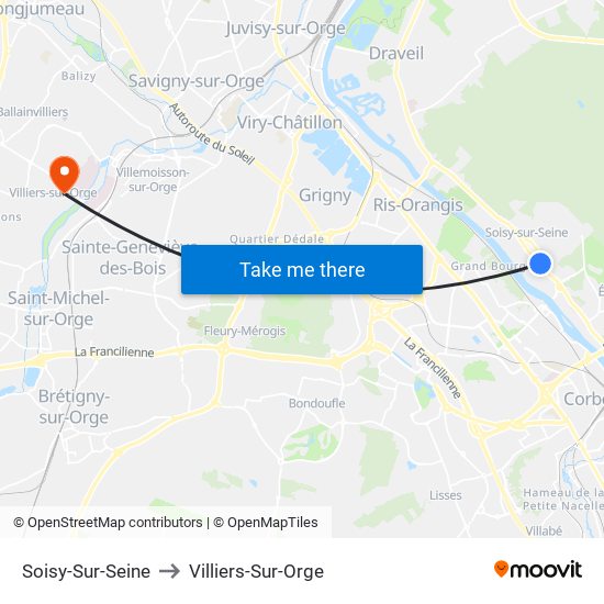 Soisy-Sur-Seine to Villiers-Sur-Orge map