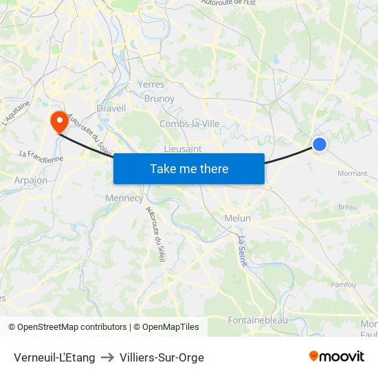 Verneuil-L'Etang to Villiers-Sur-Orge map