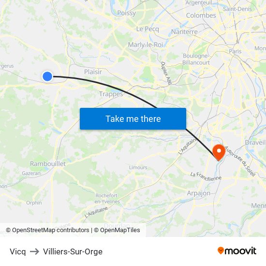 Vicq to Villiers-Sur-Orge map
