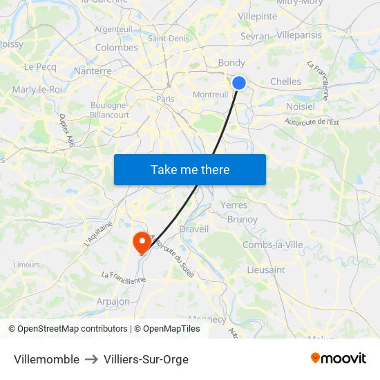 Villemomble to Villiers-Sur-Orge map