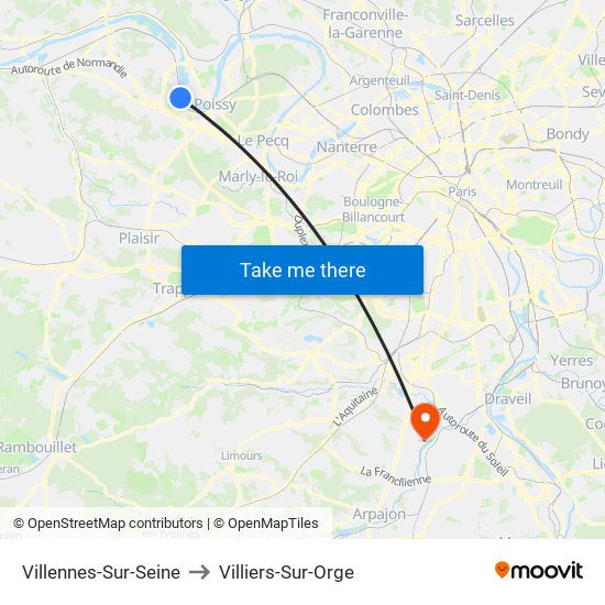 Villennes-Sur-Seine to Villiers-Sur-Orge map