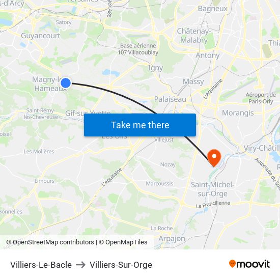 Villiers-Le-Bacle to Villiers-Sur-Orge map