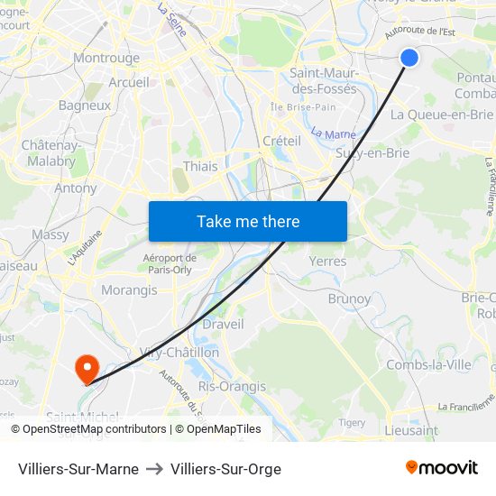 Villiers-Sur-Marne to Villiers-Sur-Orge map