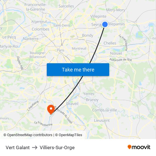 Vert Galant to Villiers-Sur-Orge map