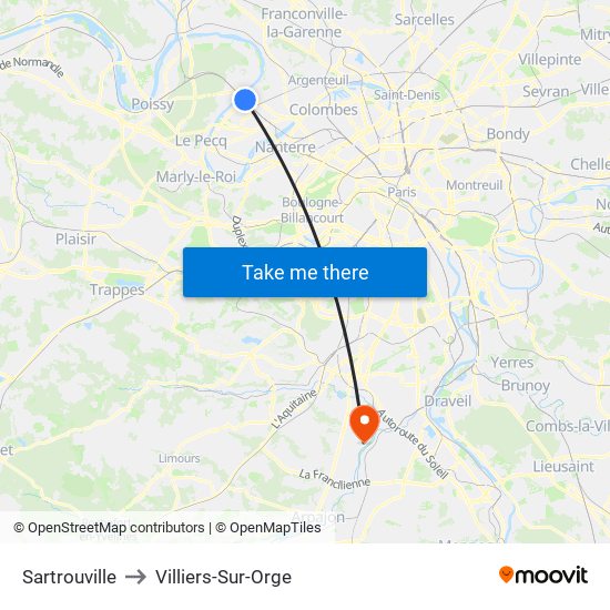 Sartrouville to Villiers-Sur-Orge map