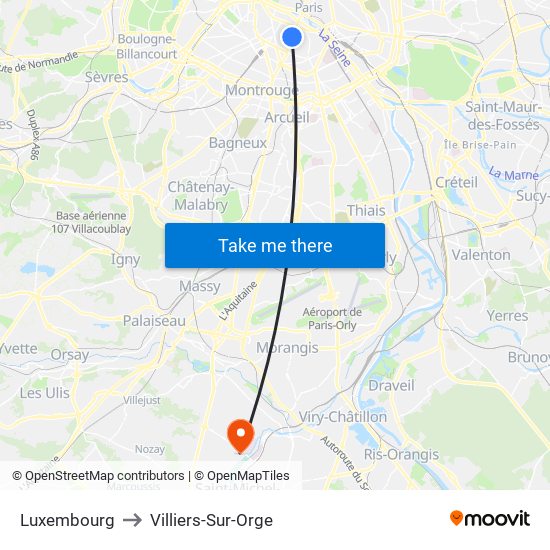 Luxembourg to Villiers-Sur-Orge map