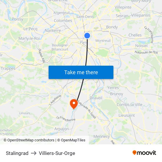 Stalingrad to Villiers-Sur-Orge map