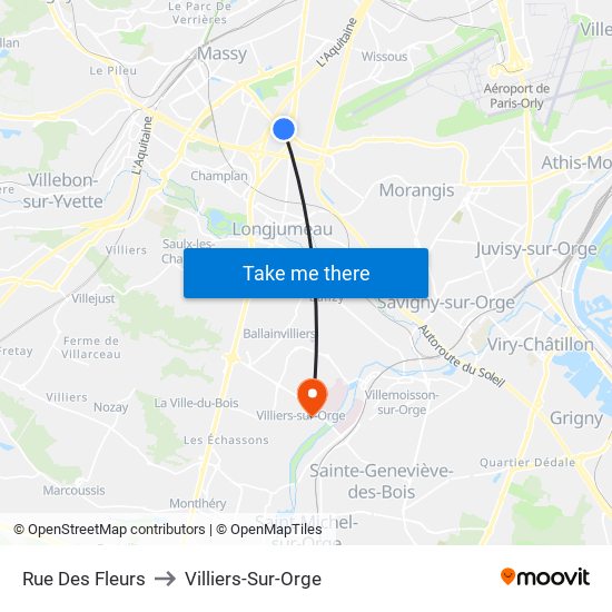 Rue Des Fleurs to Villiers-Sur-Orge map