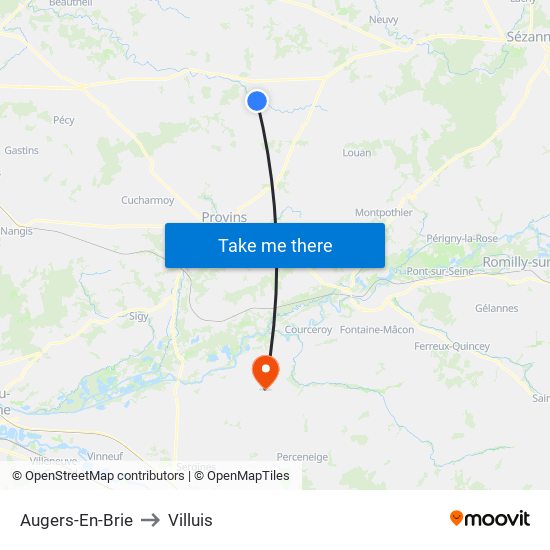 Augers-En-Brie to Villuis map