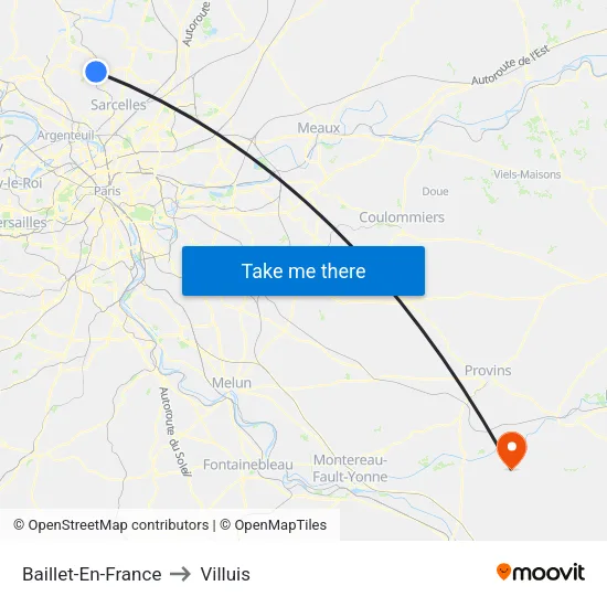Baillet-En-France to Villuis map