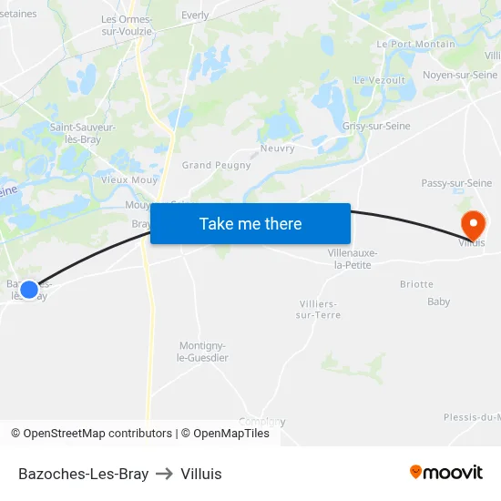 Bazoches-Les-Bray to Villuis map