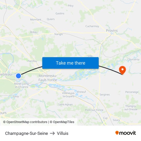 Champagne-Sur-Seine to Villuis map