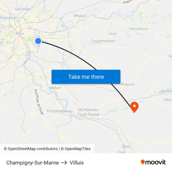 Champigny-Sur-Marne to Villuis map
