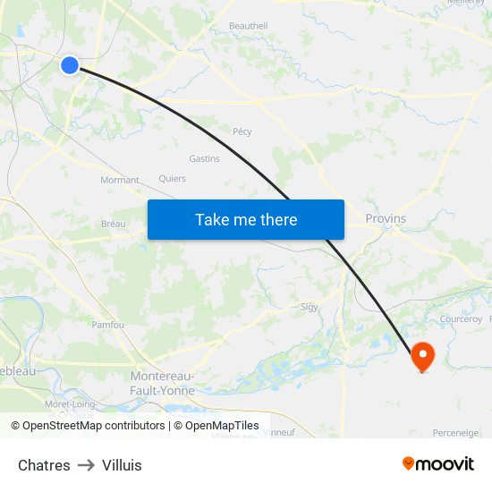 Chatres to Villuis map
