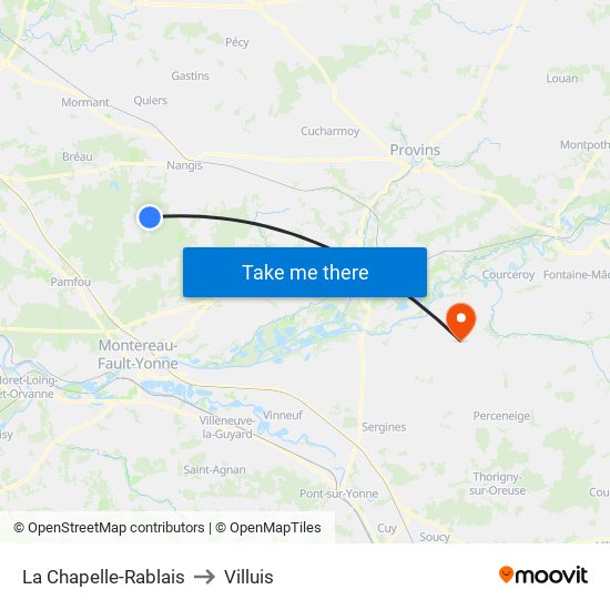 La Chapelle-Rablais to Villuis map