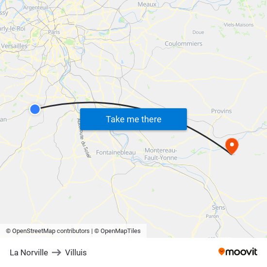 La Norville to Villuis map