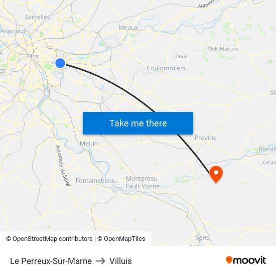 Le Perreux-Sur-Marne to Villuis map