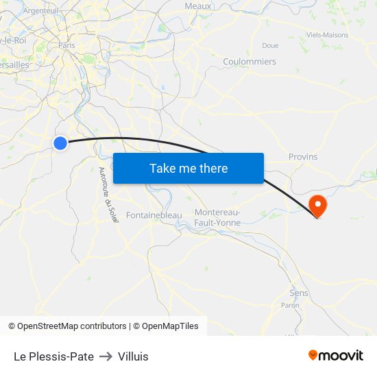 Le Plessis-Pate to Villuis map