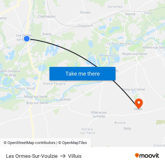 Les Ormes-Sur-Voulzie to Villuis map